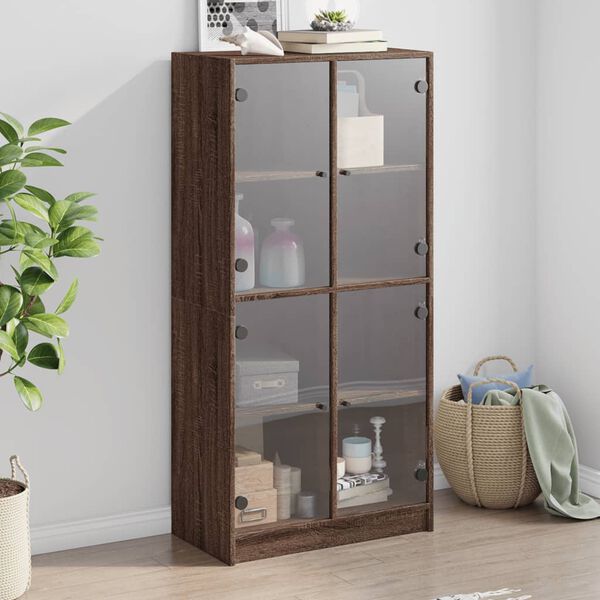 vidaXL Buffet haut avec portes ch&ecirc;ne marron bois d'ing&eacute;nierie