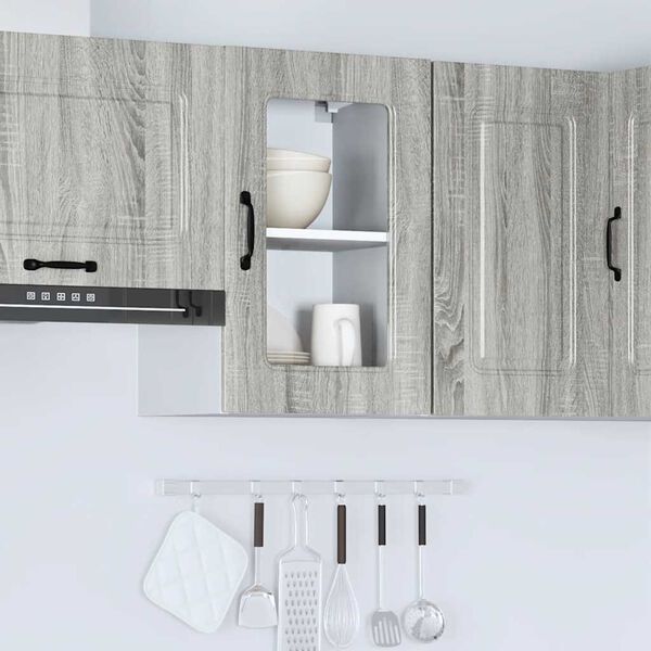 vidaXL Armoire murale de cuisine avec porte vitr&eacute;e "Kalmar" Bois d'ing&eacute;nierie gris Sonoma