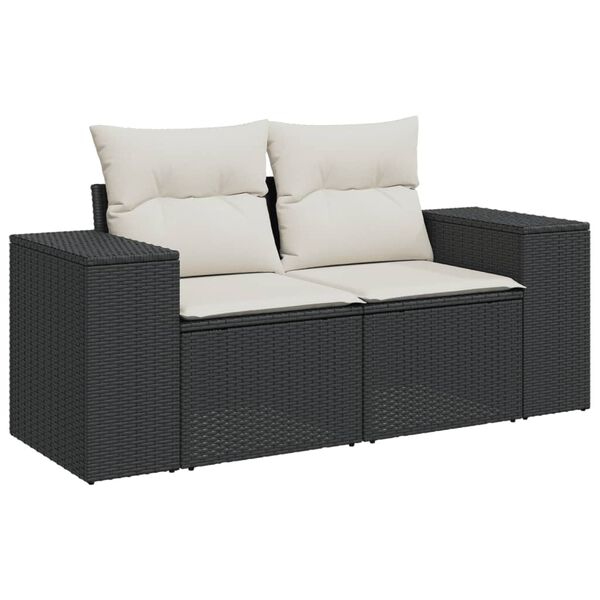 vidaXL Salon de jardin 6 pcs avec coussins noir r&eacute;sine tress&eacute;e