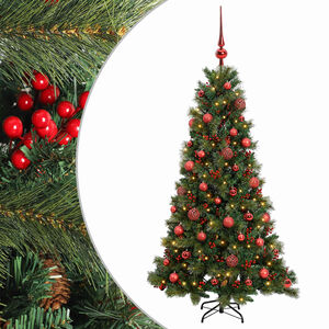 vidaXL Sapin de No&euml;l artificiel avec boules 150 cm 150 LED Blanc chaud