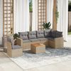 vidaXL Salon de jardin avec coussins 7pcs m&eacute;lange beige r&eacute;sine tress&eacute;e