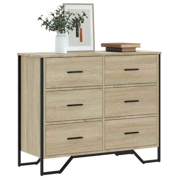 vidaXL Commode chêne sonoma 91x35,5x74,5 cm bois d'ingénierie