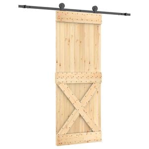 vidaXL Porte coulissante 80 x 210 cm Bois de pin massif (non trait&eacute;)