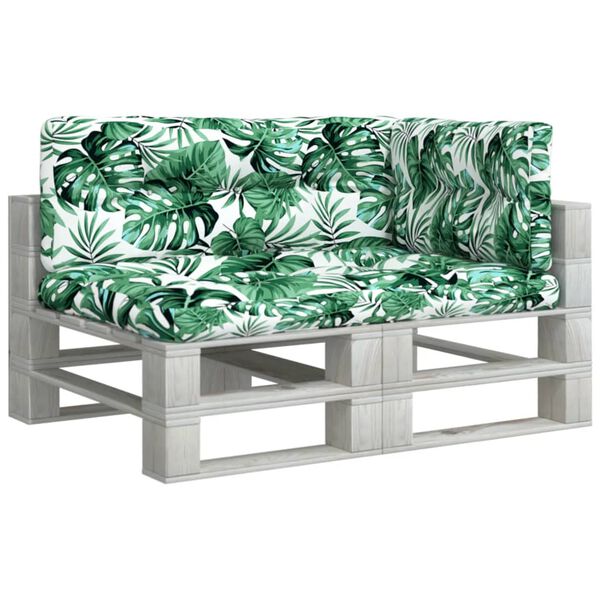 vidaXL Coussins de palette lot de 3 motif de feuilles tissu