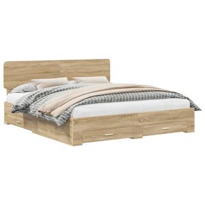 vidaXL Cadre de lit Ch&ecirc;ne Sonoma 200 x 200 cm Bois d'ing&eacute;nierie