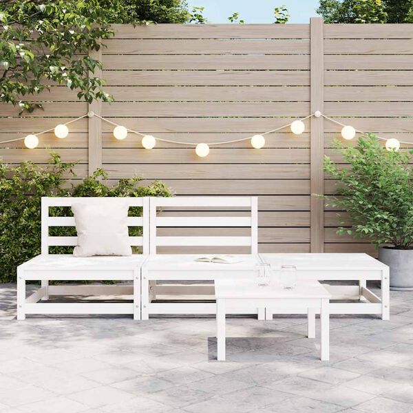vidaXL Salon de jardin 3 pcs Blanc Bois de pin massif