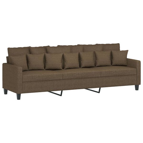 vidaXL Canap&eacute; &agrave; 3 places avec repose-pieds Marron 210 cm Tissu