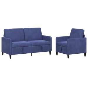 vidaXL Canap&eacute; avec rangement 2 pc Bleu police Polyester