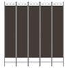 vidaXL Cloison de séparation 5 panneaux Marron 200x220 cm Tissu