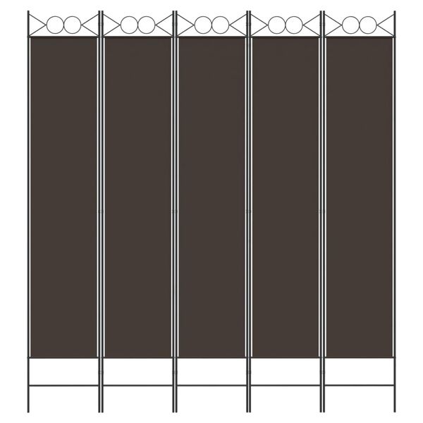 vidaXL Cloison de séparation 5 panneaux Marron 200x220 cm Tissu