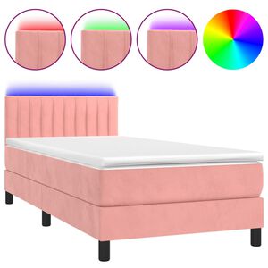 vidaXL Sommier &agrave; lattes de lit avec matelas et LED Rose 80x200 cm