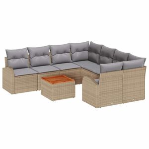 vidaXL Ensemble de canap&eacute; de jardin 9 pc Beige polyrotin