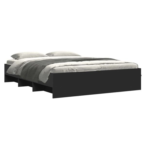 vidaXL Cadre de lit sans matelas noir 150x200 cm bois d'ingénierie
