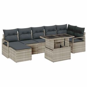vidaXL Ensemble de canap&eacute; de jardin 8 pc Gris clair polyrotin