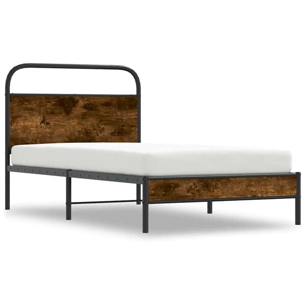 vidaXL Cadre de lit sans matelas 100x190 cm ch&ecirc;ne fum&eacute; bois ing&eacute;nierie