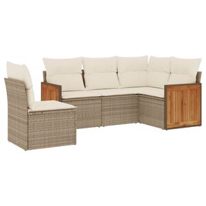 vidaXL Salon de jardin avec coussins 5 pcs beige r&eacute;sine tress&eacute;e