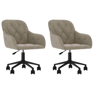 vidaXL Chaises pivotantes &agrave; manger lot de 2 Gris clair Velours