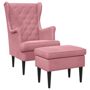 vidaXL Fauteuil avec pouf 2 pc Rose Velours