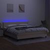vidaXL Sommier &agrave; lattes de lit avec matelas LED Cr&egrave;me 160x200 cm Tissu