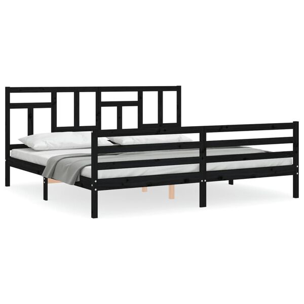 vidaXL Cadre de lit sans matelas noir 200x200 cm bois massif