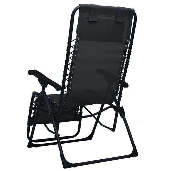 vidaXL Chaise pliable de terrasse Noir Textil&egrave;ne