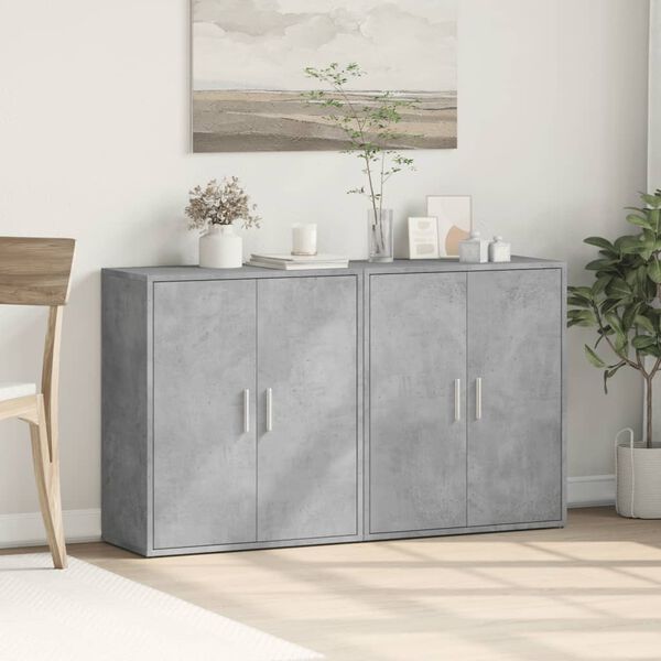 vidaXL Buffets 2 pcs gris béton 60x31x70 cm bois d'ingénierie
