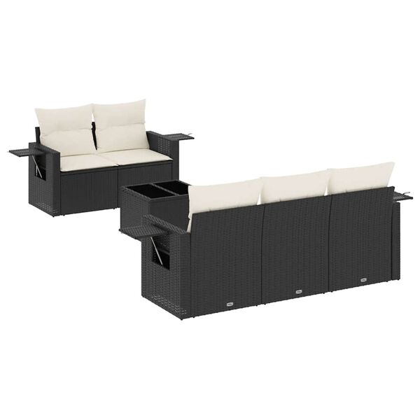 vidaXL Salon de jardin 6 pcs avec coussins noir r&eacute;sine tress&eacute;e