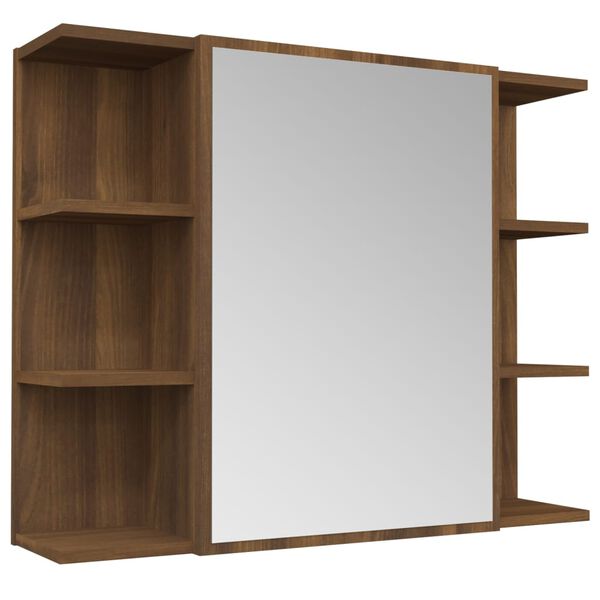 vidaXL Armoire à miroir de salle de bain Chêne brun 80x20,5x64 cm Bois