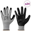vidaXL Gants de Travail 24 pcs Gris et Noir 8 / m Polyester