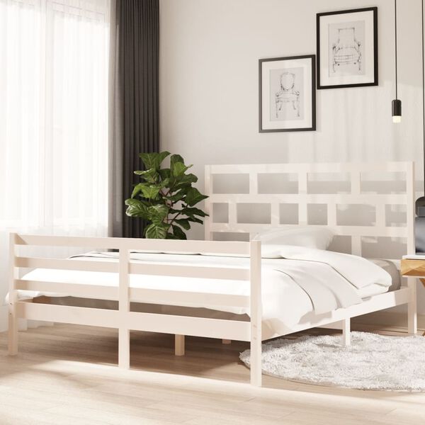 vidaXL Cadre de lit sans matelas blanc bois massif 160x200 cm