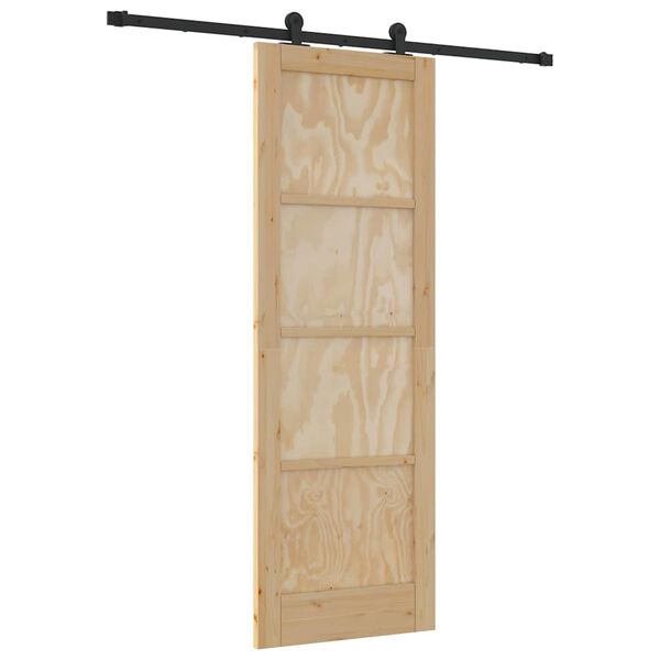vidaXL Porte coulissante Naturel et Noir 73,5 x 211 cm Pin massif
