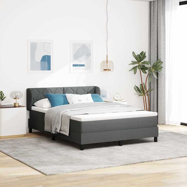 vidaXL Lit &agrave; ressorts avec matelas Gris fonc&eacute; 160 x 200 cm tissu