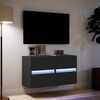vidaXL Meubles TV muraux avec lumières LED 2 pcs noir 41x31x45 cm