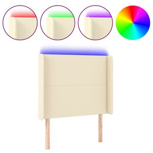 vidaXL T&ecirc;te de lit &agrave; LED Cr&egrave;me 103x16x118/128 cm Similicuir