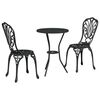 vidaXL Ensemble bistro de jardin 3 pcs Noir Aluminium