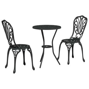 vidaXL Ensemble bistro de jardin 3 pcs Noir Aluminium