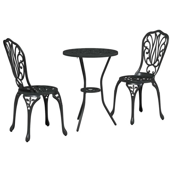 vidaXL Ensemble bistro de jardin 3 pcs Noir Aluminium