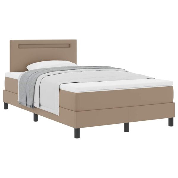 vidaXL Lit &agrave; ressorts avec matelas Cappuccino 120 x 190 cm Simili cuir