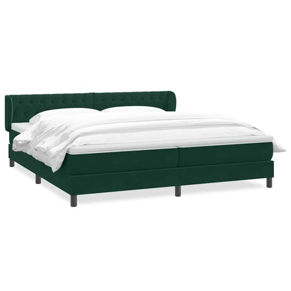 vidaXL Sommier &agrave; lattes de lit et matelas vert fonc&eacute; 180x210cm velours