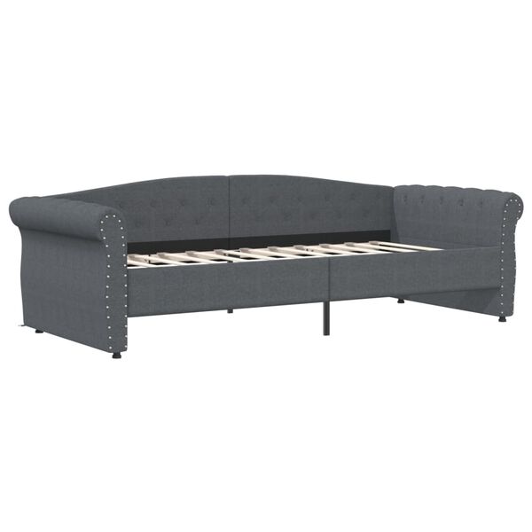 vidaXL Lit avec matelas et USB Gris fonc&eacute; Tissu 90x200 cm