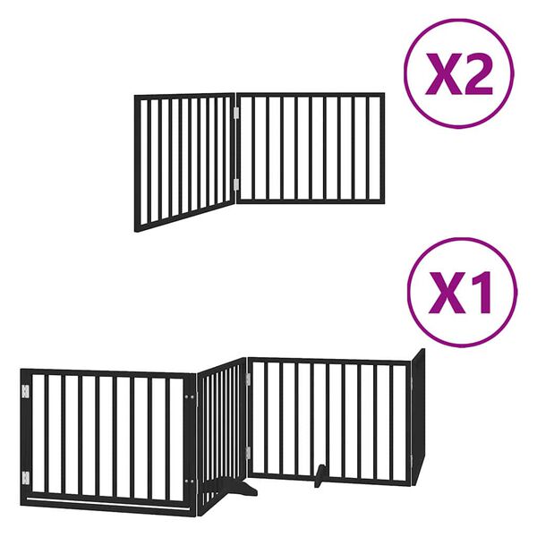 vidaXL Barri&egrave;re pour chien porte pliable 8 panneaux noir bois peuplier