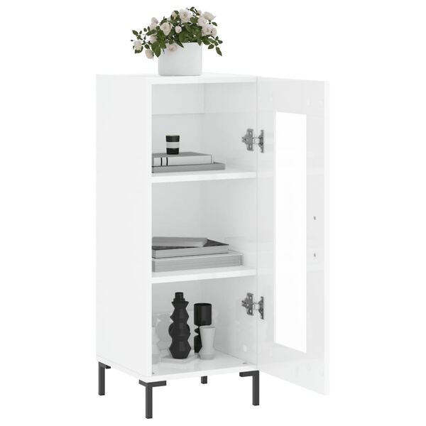 vidaXL Buffet Blanc brillant 34,5x34x90 cm Bois d'ingénierie