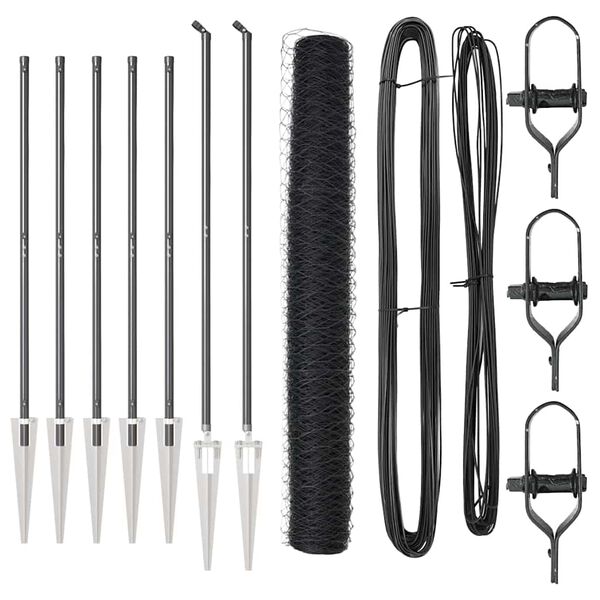 vidaXL Poteau de cl&ocirc;ture. Gris 10 x 1,4 m (maille de 36 mm)