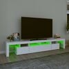 vidaXL Meuble TV avec lumières LED Blanc 230x36,5x40 cm