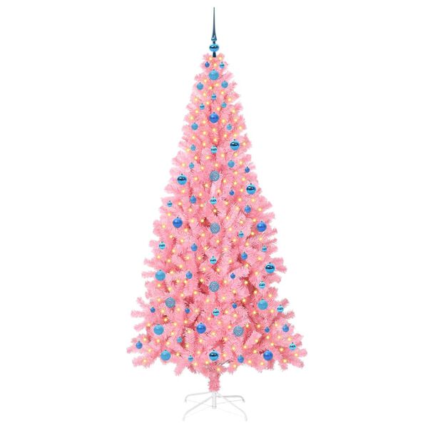 vidaXL Sapin de No&euml;l avec 300 LED avec support Rose 210 cm PVC