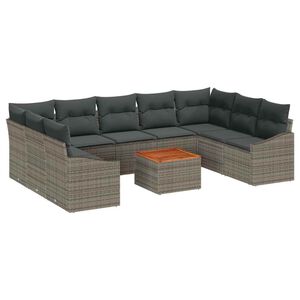 vidaXL Ensemble de canap&eacute; de jardin 10 pc Gris polyrotin