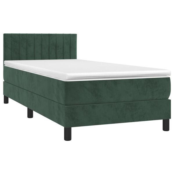 vidaXL Sommier &agrave; lattes de lit avec matelas Vert fonc&eacute; 90x200 cm