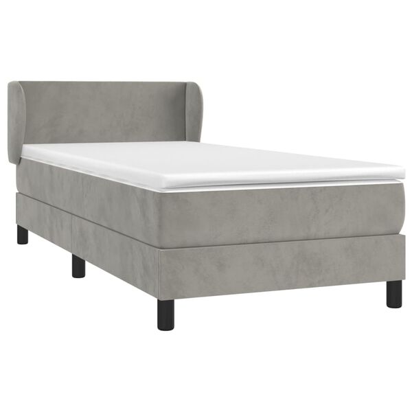 vidaXL Sommier &agrave; lattes de lit et matelas Gris clair 100x200cm Velours