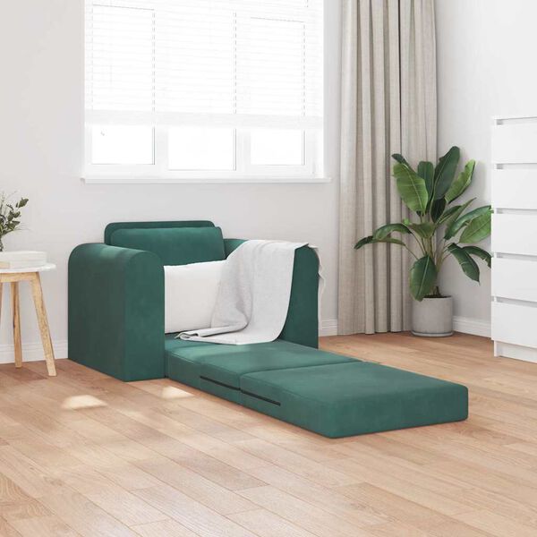 vidaXL Canap&eacute;-Lit Vert fonc&eacute; 98 x 71 x 83 cm Velours
