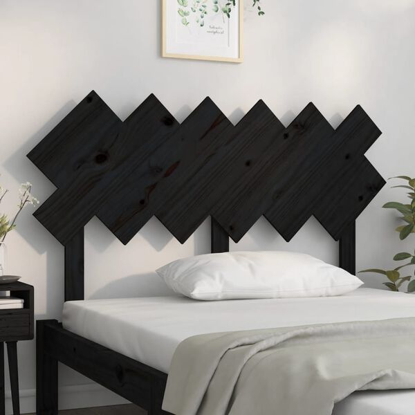 vidaXL T&ecirc;te de lit Noir 132x3x81 cm Bois massif de pin